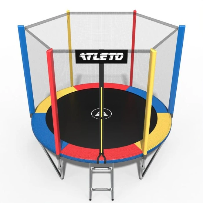 Батут Atleto 252 см з сіткою та драбинкою multikolor