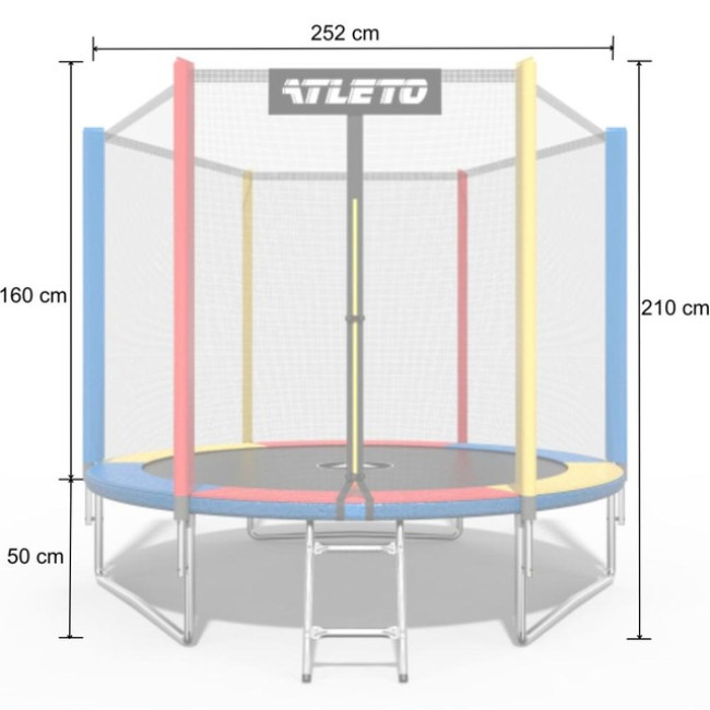 Батут Atleto 252 см с сеткой и стремянкой multikolor