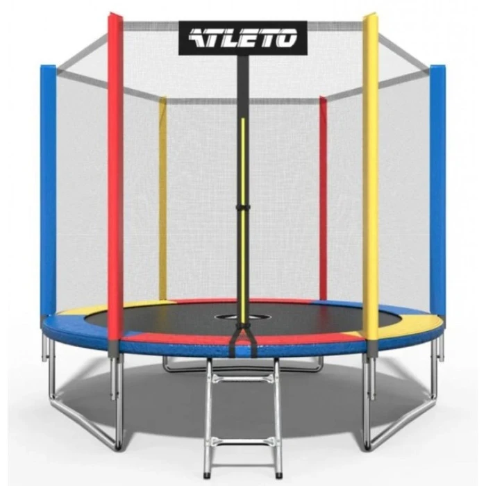 Батут Atleto 252 см з сіткою та драбинкою multikolor