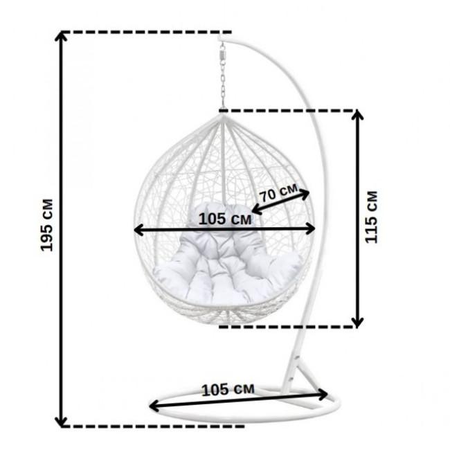 Подвесное кресло-качалка кокон Bonro 329 L (бело-серое)