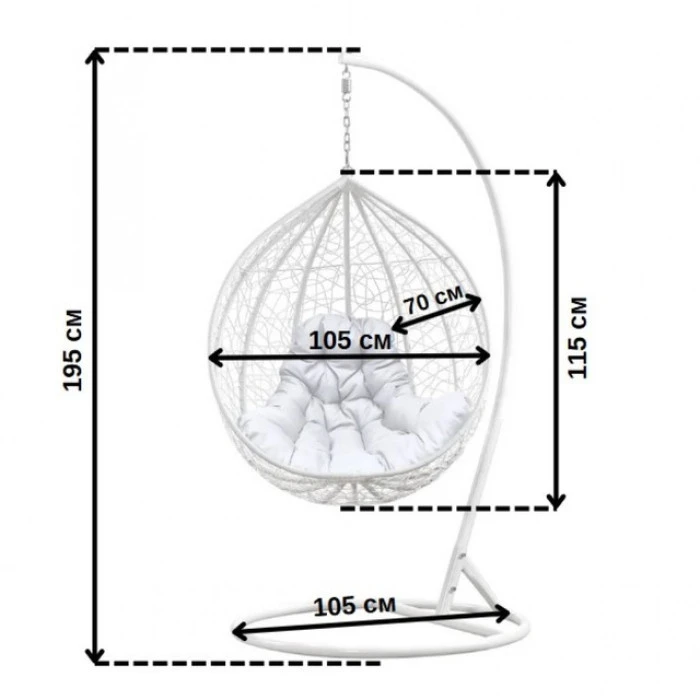 Підвісне крісло-гойдалка кокон Bonro 329 L (біло-сіре)
