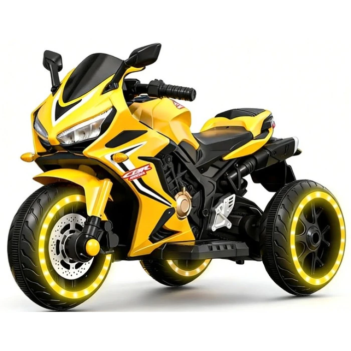 Детский электромотоцикл SPOKO SP-518 желтый (подсветка колес)