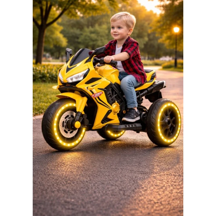 Детский электромотоцикл SPOKO SP-518 желтый (подсветка колес)
