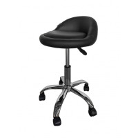 Кресло табурет на колесах со спинкой круглое Bonro B-498 черное