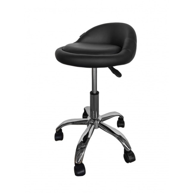 Кресло табурет на колесах со спинкой круглое Bonro B-498 черное