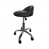 Кресло табурет на колесах со спинкой круглое Bonro B-498 черное