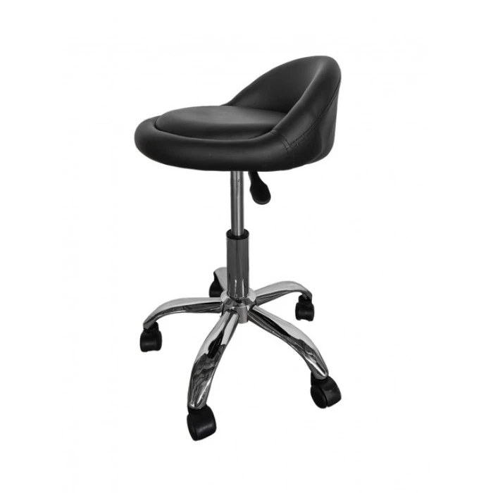 Крісло табурет на колесах зі спинкою кругле Bonro B-498 чорне