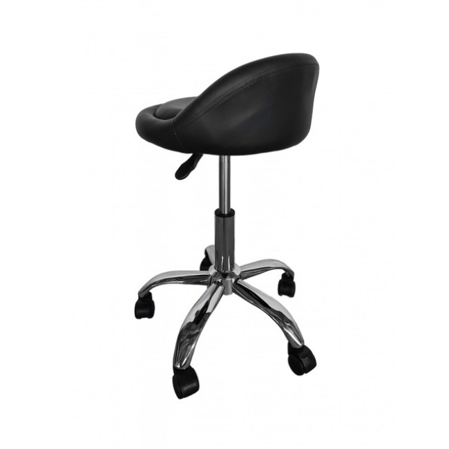 Кресло табурет на колесах со спинкой круглое Bonro B-498 черное