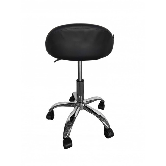 Кресло табурет на колесах со спинкой круглое Bonro B-498 черное