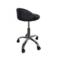 Кресло табурет на колесах со спинкой круглое Bonro B-498 черное