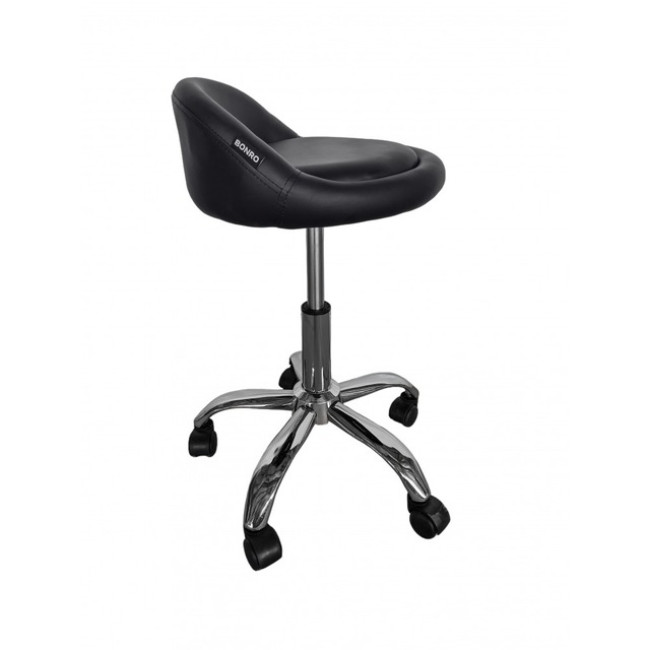 Кресло табурет на колесах со спинкой круглое Bonro B-498 черное