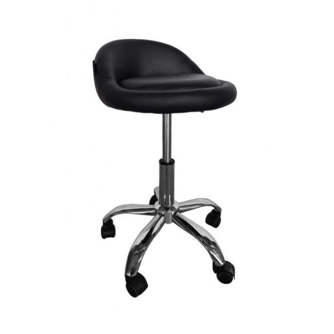 Кресло табурет на колесах со спинкой круглое Bonro B-498 черное