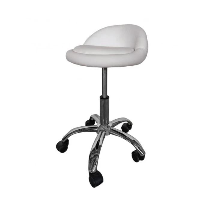 Кресло табурет на колесах со спинкой круглое Bonro B-498 белое