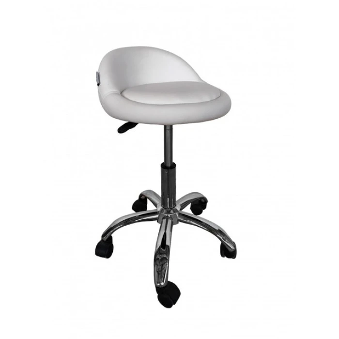 Кресло табурет на колесах со спинкой круглое Bonro B-498 белое