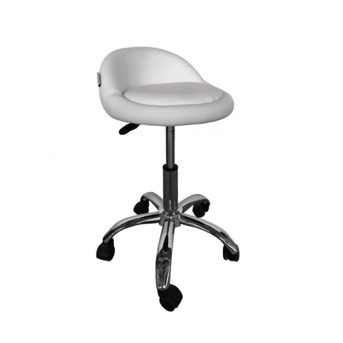 Кресло табурет на колесах со спинкой круглое Bonro B-498 белое