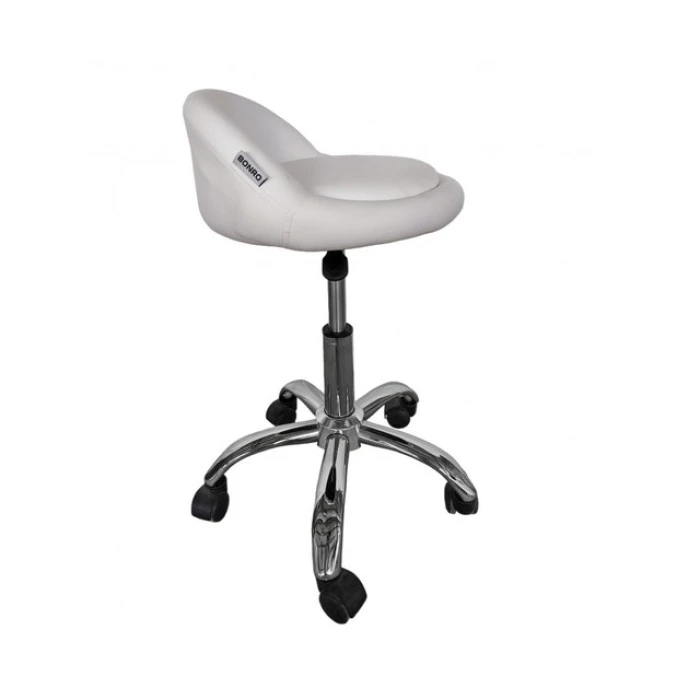 Кресло табурет на колесах со спинкой круглое Bonro B-498 белое