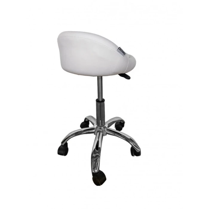 Кресло табурет на колесах со спинкой круглое Bonro B-498 белое