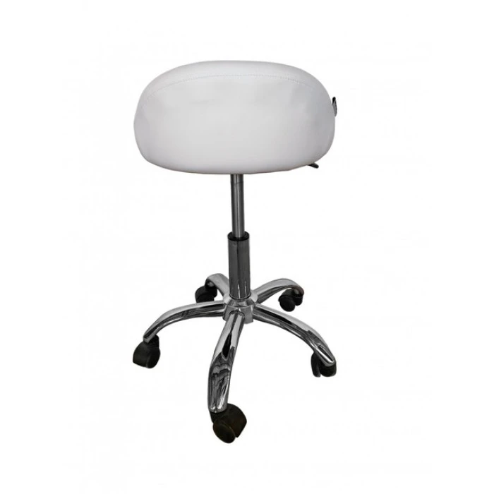 Кресло табурет на колесах со спинкой круглое Bonro B-498 белое