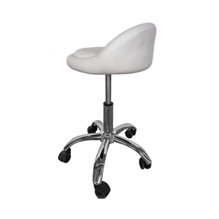 Кресло табурет на колесах со спинкой круглое Bonro B-498 белое