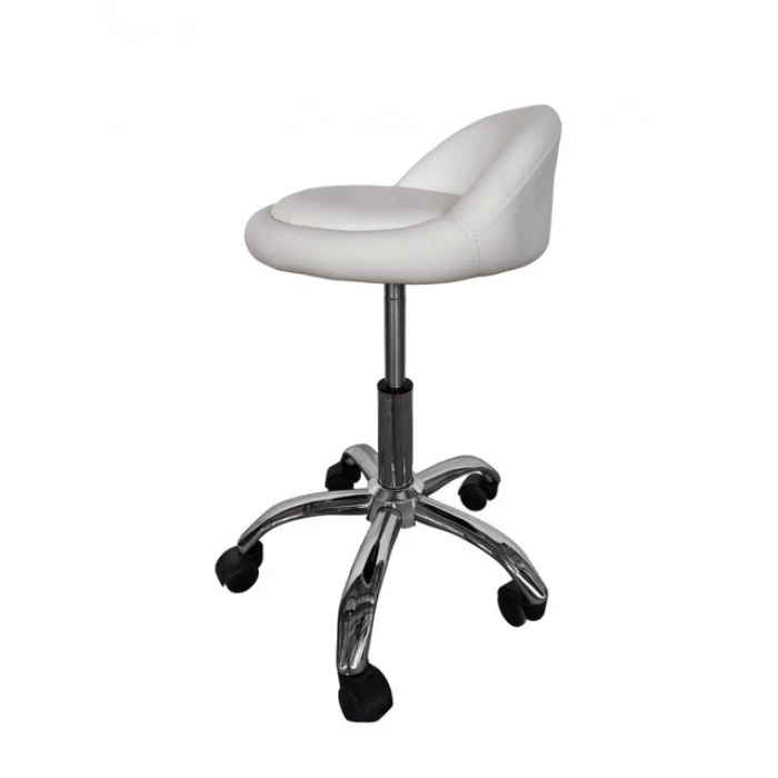 Кресло табурет на колесах со спинкой круглое Bonro B-498 белое