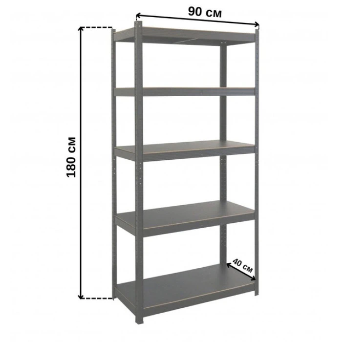 Стелаж металевий 180х90х40 Siker GoodTool P9040L чорний 5 полиць