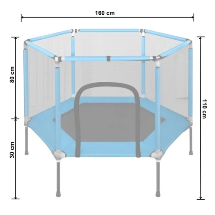 Батут для детей комнатный с сеткой Atleto 160 см синий KRB03