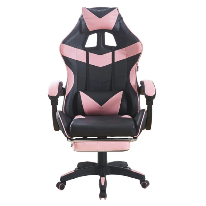 Кресло геймерское Bonro B-810 розовое с подставкой для ног