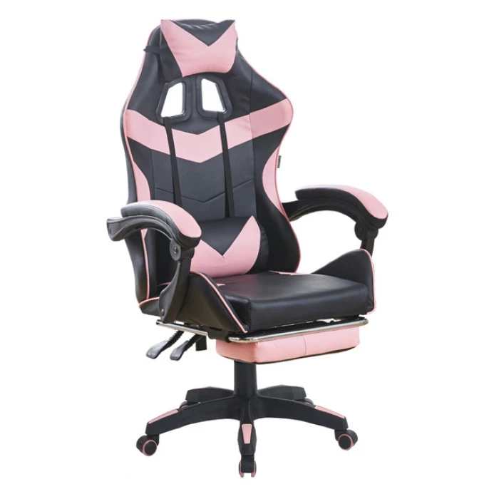 Кресло геймерское Bonro B-810 розовое с подставкой для ног