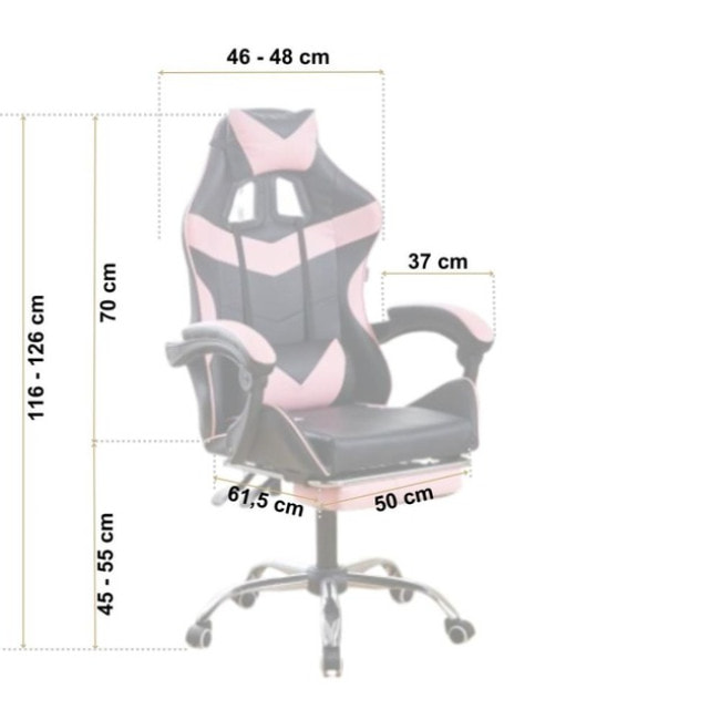 Крісло геймерське Bonro B-810 рожеве з підставкою для ніг