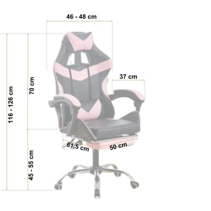 Кресло геймерское Bonro B-810 розовое с подставкой для ног