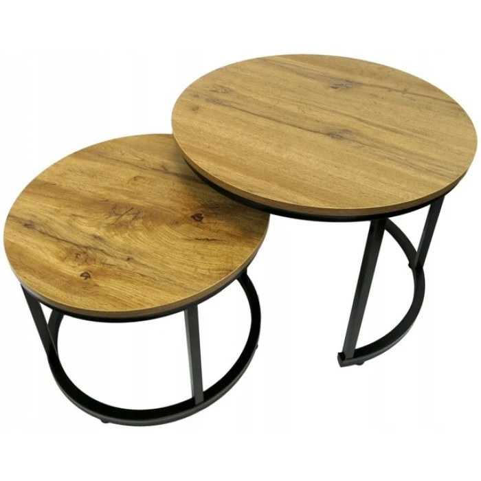 Журнальний столик круглий комплект 2 в 1 Bonro B-012 темно-коричневий