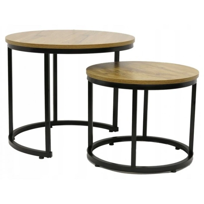 Журнальний столик круглий комплект 2 в 1 Bonro B-012 темно-коричневий