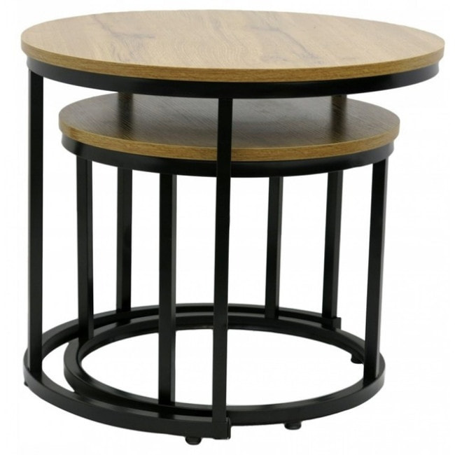 Журнальный столик круглый комплект 2 в 1 Bonro B-012 темно-коричневый