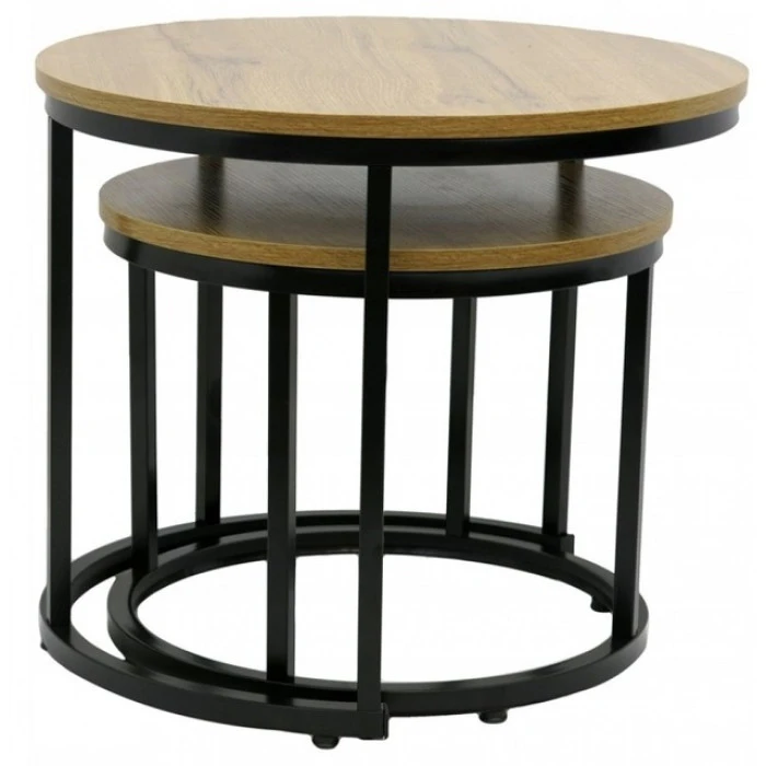 Журнальний столик круглий комплект 2 в 1 Bonro B-012 темно-коричневий