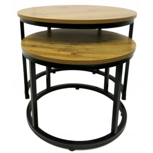 Журнальный столик круглый комплект 2 в 1 Bonro B-012 темно-коричневый