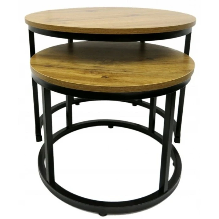 Журнальний столик круглий комплект 2 в 1 Bonro B-012 темно-коричневий