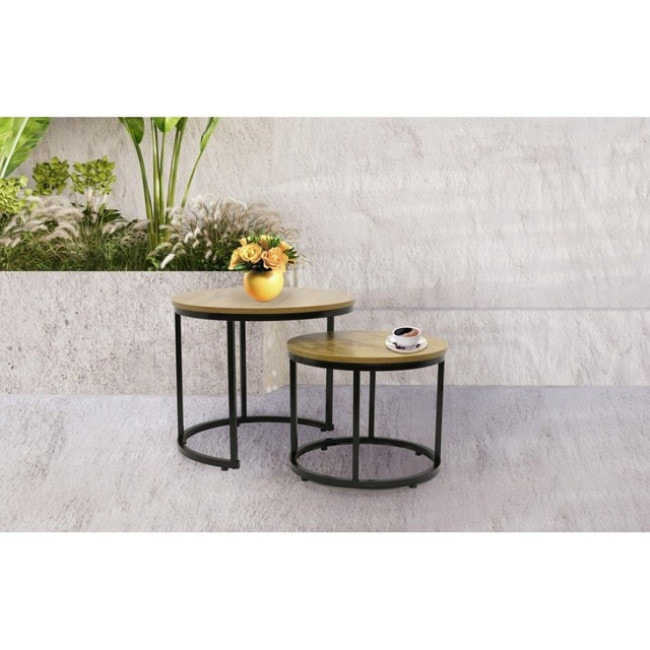 Журнальный столик круглый комплект 2 в 1 Bonro B-012 темно-коричневый