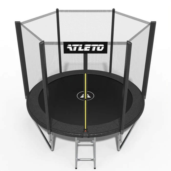 Батут дитячий з сіткою та драбинкою 252 см Atleto чорний