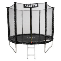 Батут дитячий з сіткою та драбинкою 252 см Atleto чорний