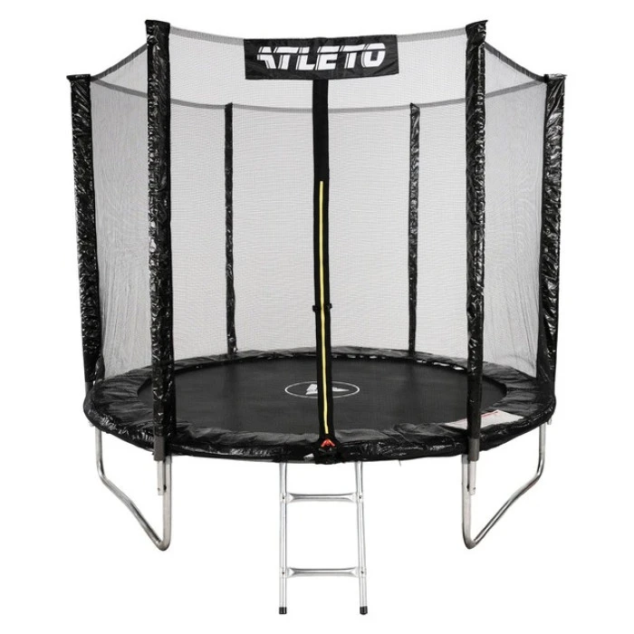 Батут дитячий з сіткою та драбинкою 252 см Atleto чорний