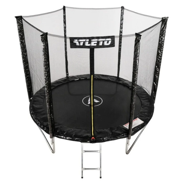 Батут дитячий з сіткою та драбинкою 252 см Atleto чорний