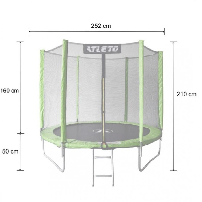 Батут дитячий з сіткою та драбинкою 252 см Atleto зелений