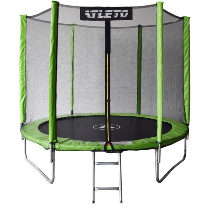 Батут дитячий з сіткою та драбинкою 252 см Atleto зелений