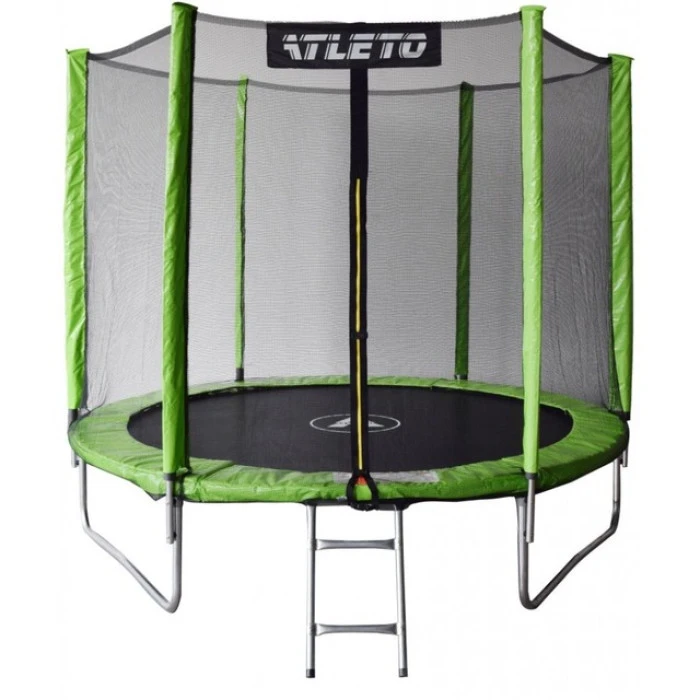 Батут дитячий з сіткою та драбинкою 252 см Atleto зелений