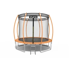 Батут Atleto 374 см з внутрішньою сіткою та драбинкою оранжевий