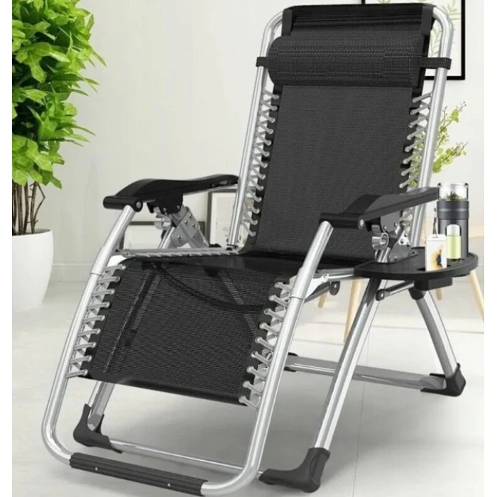 Шезлонг лежак Bonro BG-006 чорний + кишеня