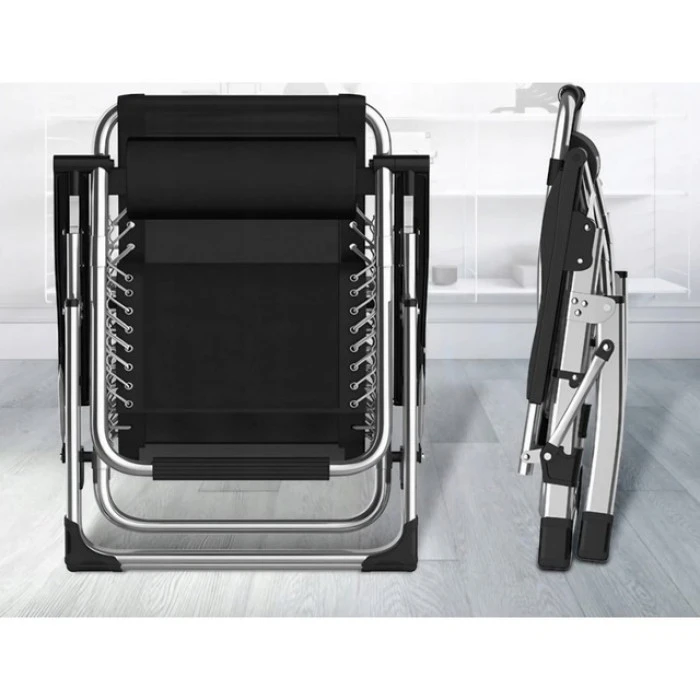 Шезлонг лежак Bonro BG-006 чорний + кишеня