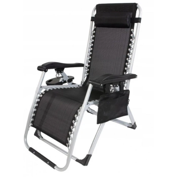 Шезлонг лежак Bonro BG-006 чорний + кишеня