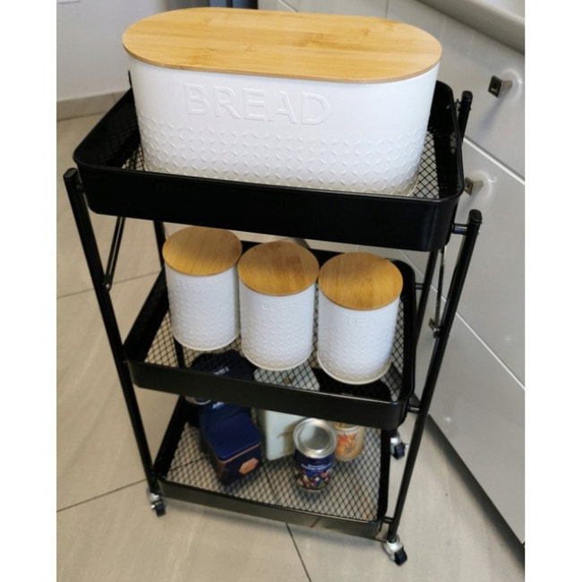 Стелаж етажерка з полицями на колесах Bonro B-233 чорний