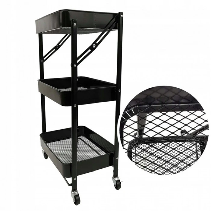 Стелаж етажерка з полицями на колесах Bonro B-233 чорний